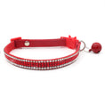 Load image into Gallery viewer, Collier strass et clochette en daim durable pour chat Oscar et Plume Rouge - 2 rangées / XS
