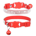 Load image into Gallery viewer, Collier strass et clochette en daim durable pour chat Oscar et Plume Rouge - 4 rangées / XS
