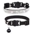 Load image into Gallery viewer, Collier strass et clochette en daim durable pour chat Oscar et Plume Noir - 4 rangées / XS
