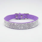 Collier strass pour chien en cuir violet orné de cristaux brillants pour un look élégant