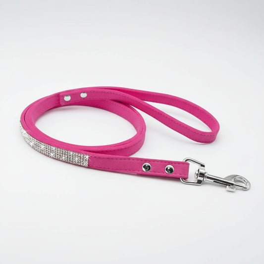 Laisse rose avec strass pour chien, élégante et confortable pour les promenades avec styles