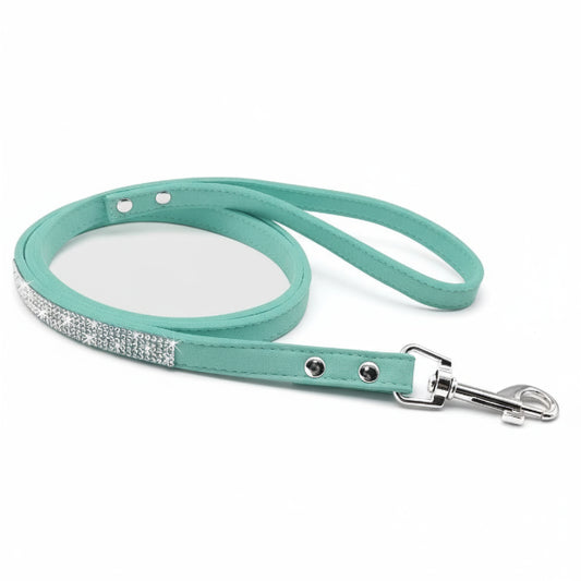 Laisse turquoise avec strass, idéale pour assortir au collier strass pour chien d'Oscar et Plume
