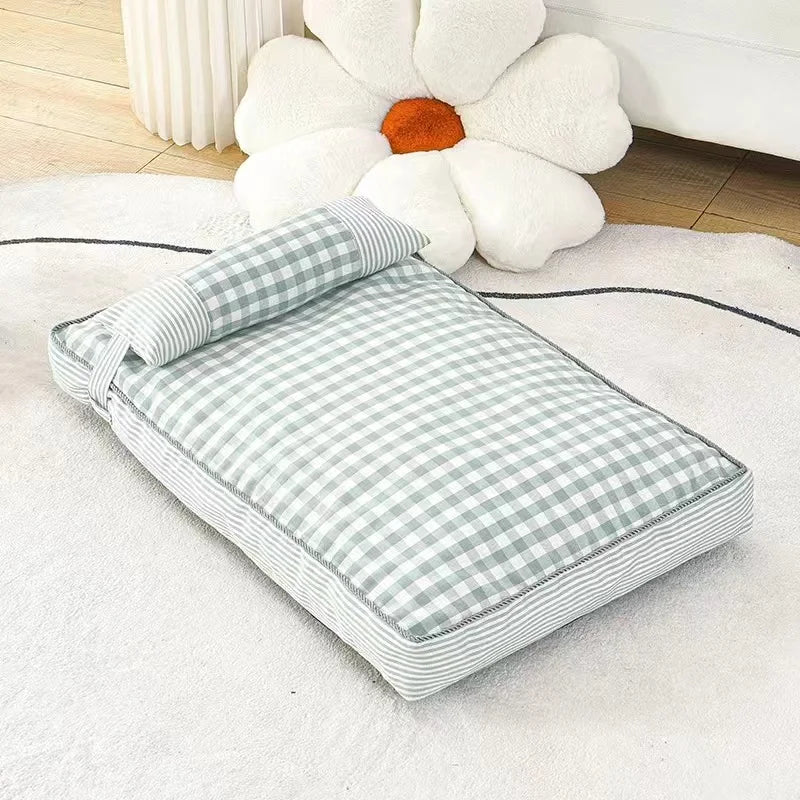 Coussin déhoussable en coton avec oreiller - Les Bonnes Affaires Oscar et Plume Vert / L