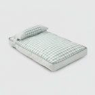 Coussin déhoussable pour chien à carreaux verts et blancs avec petit oreiller assorti Oscar et Plume