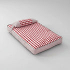 Coussin déhoussable pour chien à carreaux rouges et blancs avec petit oreiller assorti