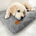 Load image into Gallery viewer, Coussin en velours gris imperméable pour chien et chat Oscar et Plume
