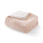 couverture douce pour chien et chat Oscar et Plume rose poudré réversible en fausse fourrure sherpa