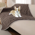 Load image into Gallery viewer, Couverture imperméable marron pour chien avec un design en relief sur un canapé
