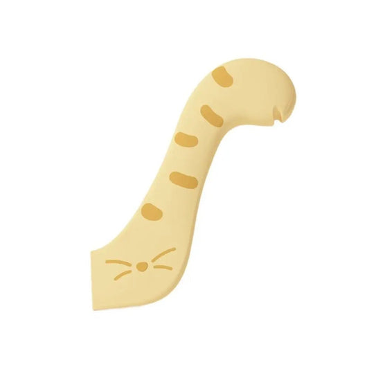 Cuillère design pour chien et chat en forme de queue de chat beige avec motifs orange