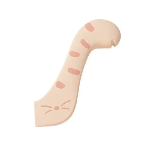 Cuillère design pour chien et chat en silicone beige avec motif animal pour alimentation facile