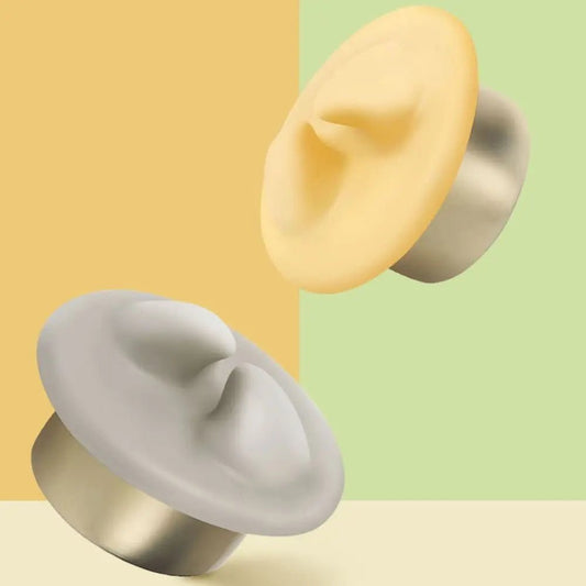 Cuillère design pour chien et chat en acier inoxydable avec couvercle silicone jaune et gris par Oscar et Plume