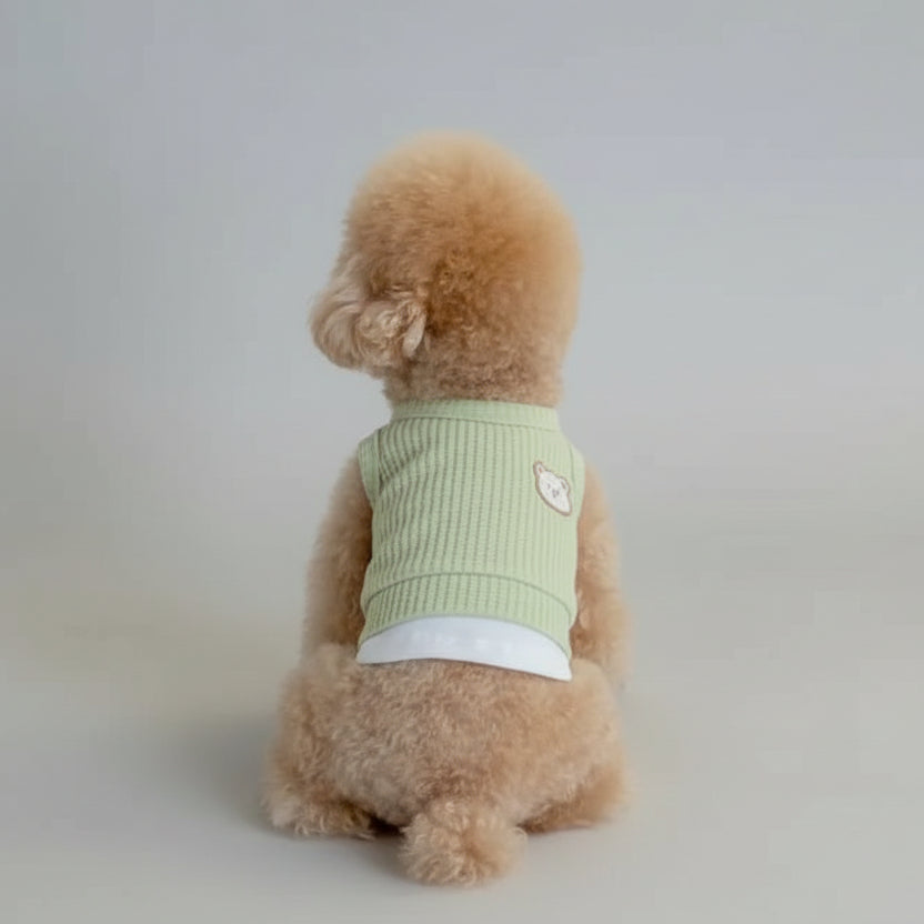 Débardeur pour petit chien Oscar et Plume en vert avec design mignon à l'arrière