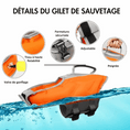 Carica l'immagine nel visualizzatore della galleria, Gilet de sauvetage pour chien orange avec tissu flottant, valve de gonflage, fermeture sécurisée et poignée
