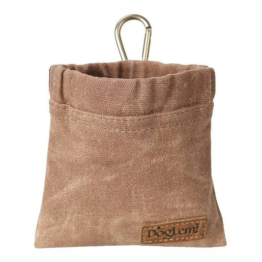 Sac à Friandises en tissu beige avec clip pour un transport facile des récompenses pour chiens
