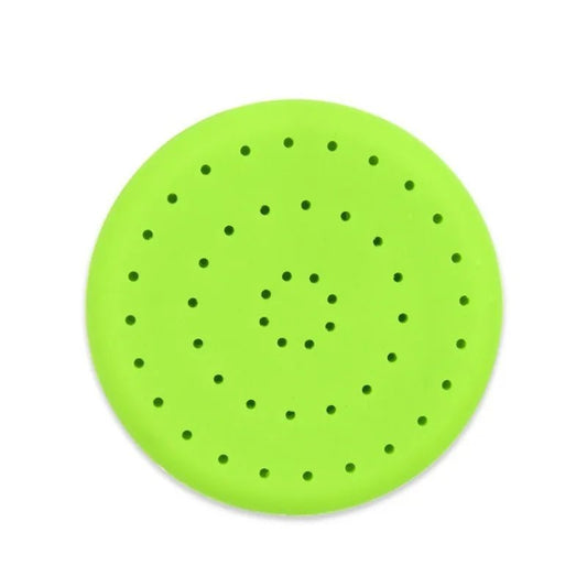 Douche portable silicone chien ronde verte avec trous pour un lavage facile des animaux
