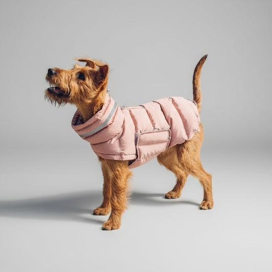 Doudoune imperméable pour chien de Oscar et Plume en rose, idéale pour les promenades en extérieur