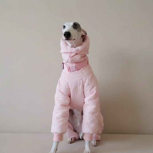 Doudoune imperméable pour lévrier rose avec capuche et ajustement confortable