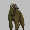 Carica l'immagine nel visualizzatore della galleria, Doudoune pour lévrier en vert olive, parfaite pour garder votre chien au chaud pendant l'hiver
