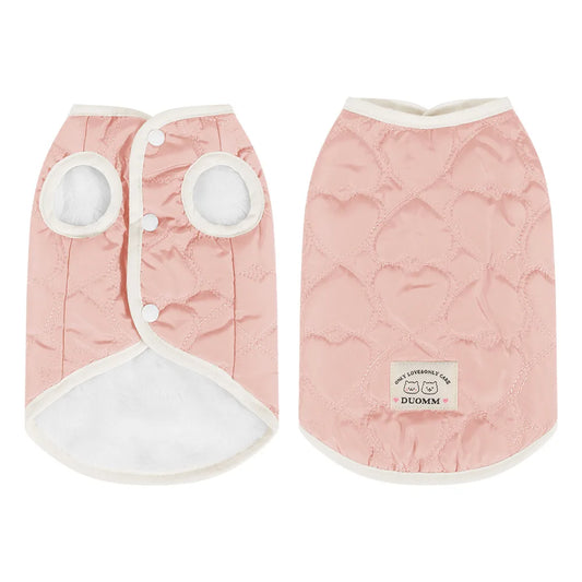 Gilet doublé pour chat en rose avec boutons et poches confortables pour animaux domestiques