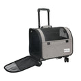 Load image into Gallery viewer, Valise à roulettes de voyage pour chien chat Oscar et Plume en tissu gris avec poignée télescopique

