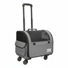 Valise à roulettes de voyage pour chien chat grise avec fenêtre transparente et poignée télescopique