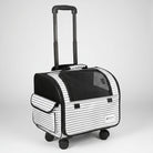 Valise à roulettes de voyage pour chien chat Oscar et Plume rayée grise et blanche avec poignée télescopique