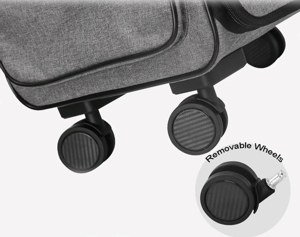 Roues amovibles de la valise à roulettes de voyage pour chien chat gris clair par Oscar et Plume