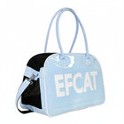 Grand sac de voyage pour chat et chien bleu clair et noir avec anses longues et bandoulière réglable