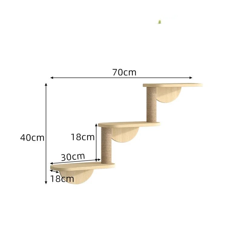 Eléments d'escalade mural en bois pour chat Oscar et Plume Escalier 3 marches