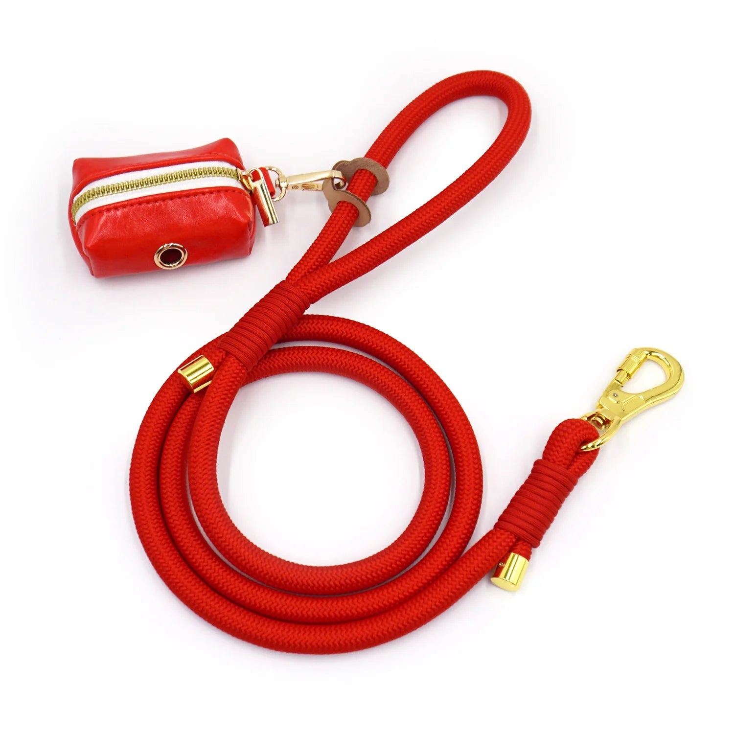 Ensemble Collier en cuir durable personnalisable, laisse et distributeur de sac pour chien - Oscar et Plume