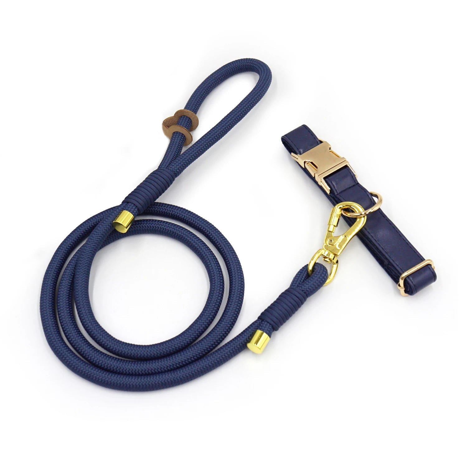 Ensemble Collier en cuir durable personnalisable, laisse et distributeur de sac pour chien - Oscar et Plume