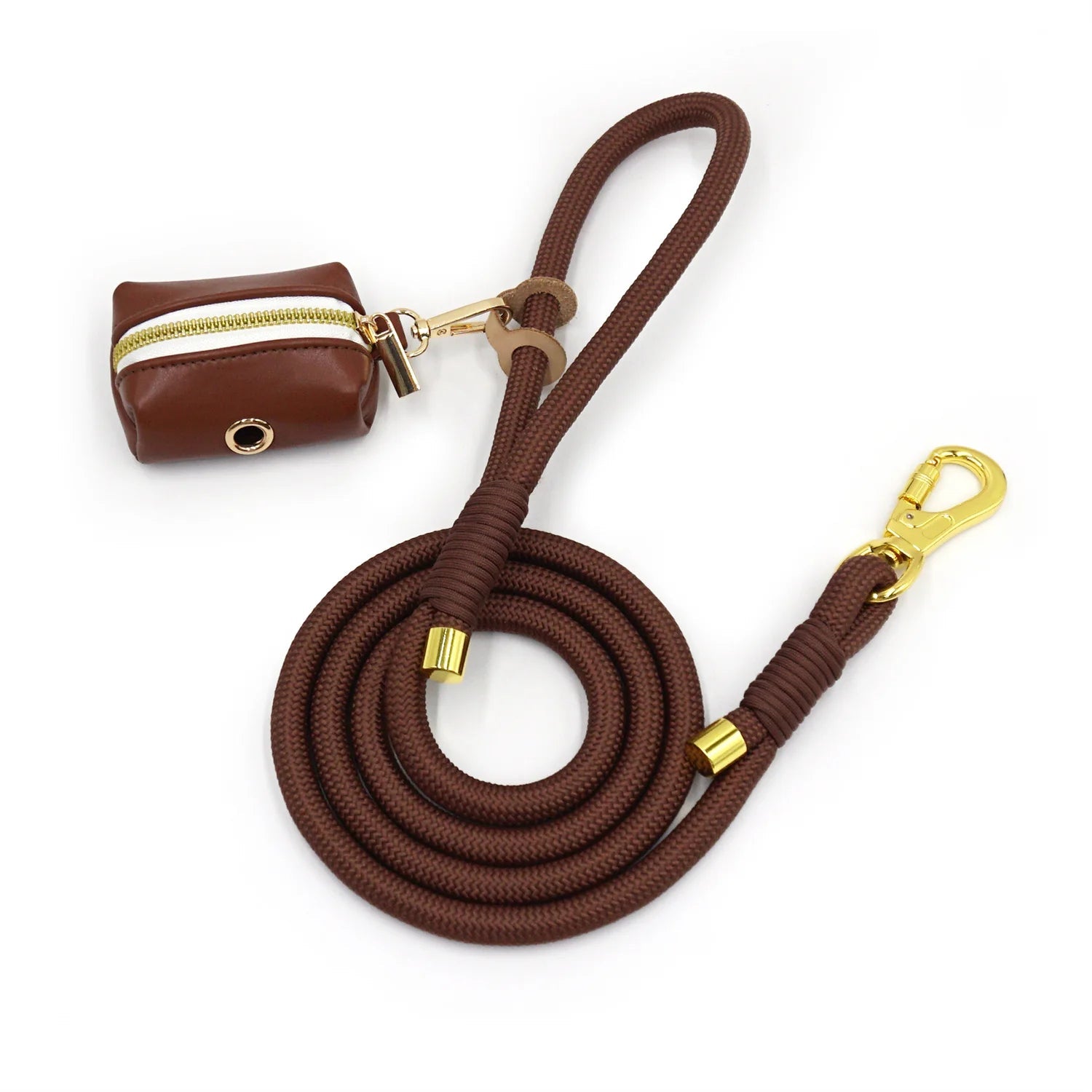 Ensemble Collier en cuir durable personnalisable, laisse et distributeur de sac pour chien - Oscar et Plume