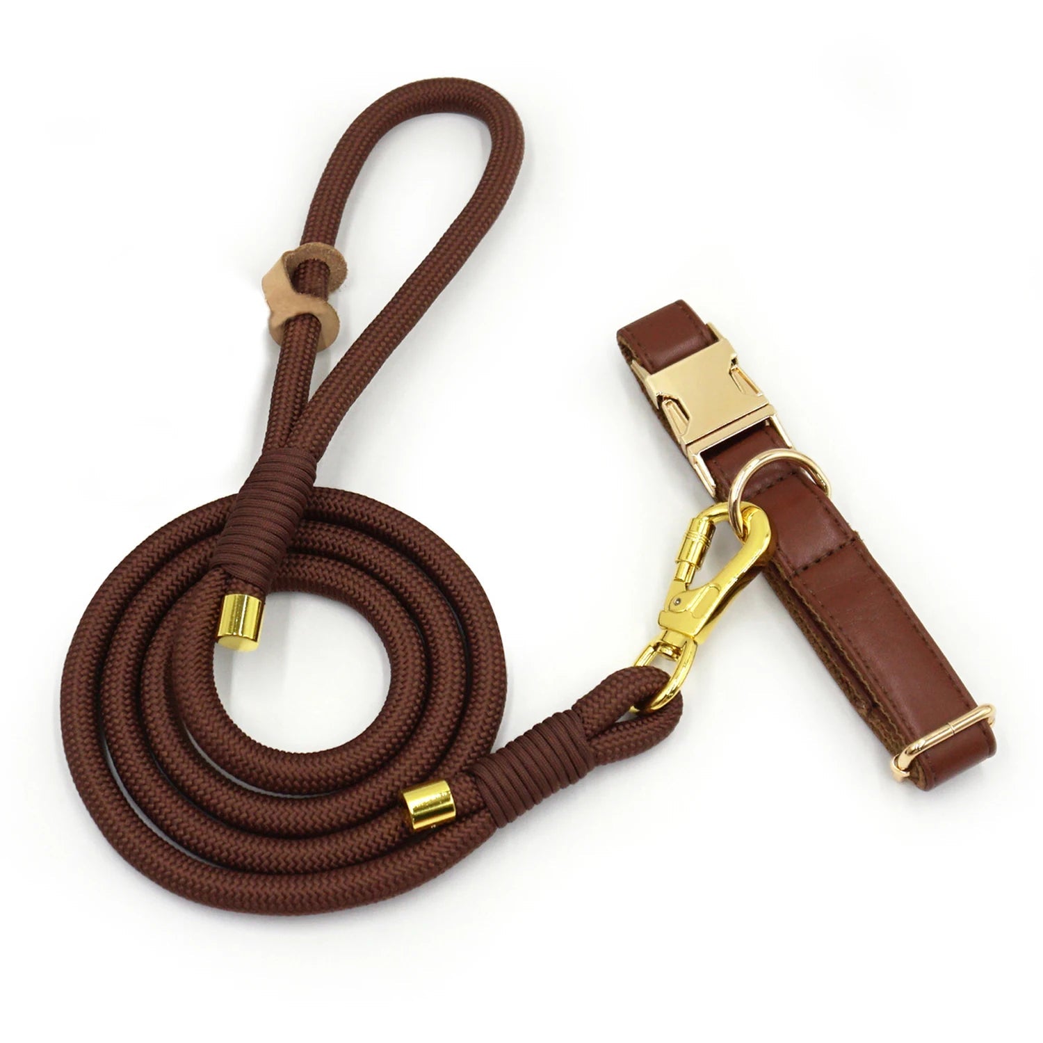 Ensemble Collier en cuir durable personnalisable, laisse et distributeur de sac pour chien - Oscar et Plume