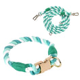 Load image into Gallery viewer, Ensemble collier et laisse en coton torsadé attache rapide Oscar et Plume Vert et Blanc / S
