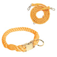 Load image into Gallery viewer, Ensemble collier et laisse en coton torsadé attache rapide Oscar et Plume Orange / S
