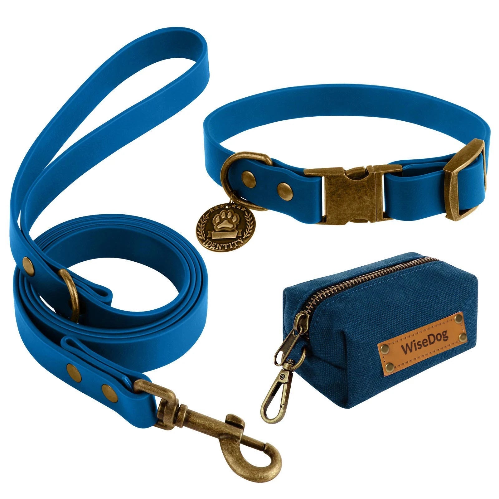 Ensemble Collier, laisse et distributeur de sac pour chien - Oscar et Plume