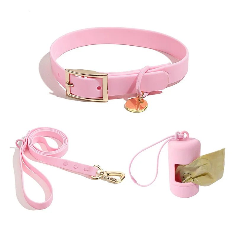 Ensemble collier, laisse et distributeur de sacs Oscar et Plume Rose / S 20-30cm