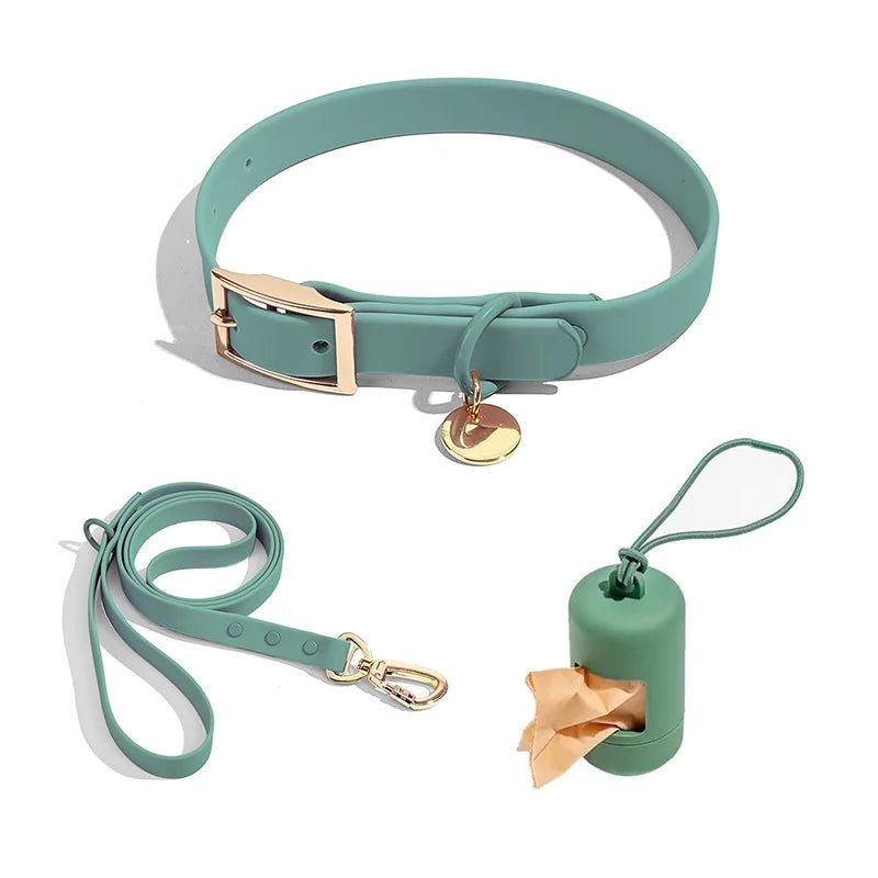 Ensemble collier, laisse et distributeur de sacs Oscar et Plume Vert / S 20-30cm