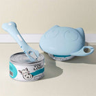 Ensemble couvercle et cuillère bleu pour boîte de conserve avec design chat par Oscar et Plume