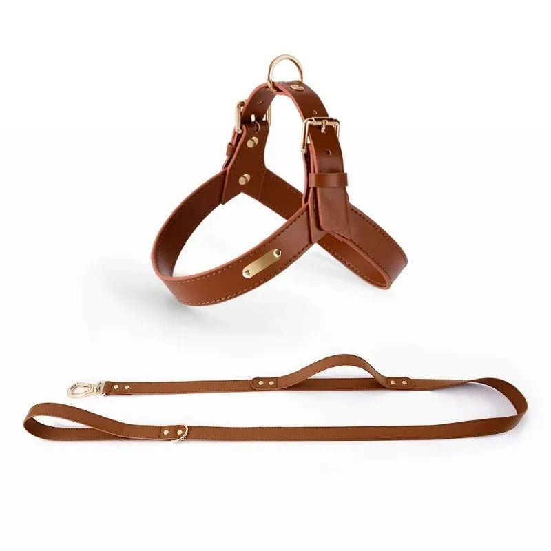 Ensemble harnais et laisse en cuir durable pour chien Oscar et Plume Ensemble Marron / XS