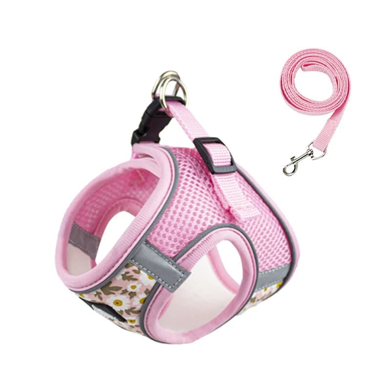 Ensemble harnais et laisse réfléchissant pour chat et chien Oscar et Plume Rose / XS (1-1.5 kg)