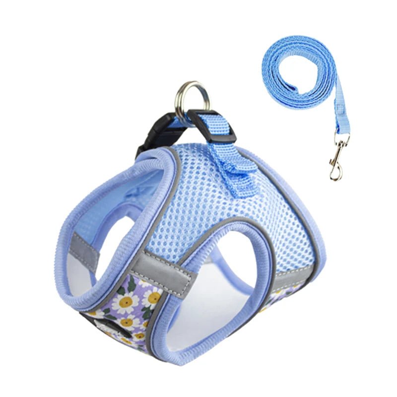 Ensemble harnais et laisse réfléchissant pour chat et chien Oscar et Plume Bleu / XS (1-1.5 kg)