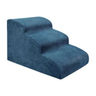 Escalier pour chien et chat en tissu bleu avec trois marches pour aider les animaux à accéder aux meubles