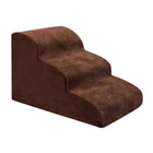 Escalier pour chien et chat en mousse brun avec trois marches confortables pour animaux de compagnie