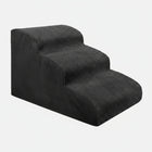 Escalier pour chien et chat en tissu noir avec trois marches pour faciliter l'accès aux endroits élevés