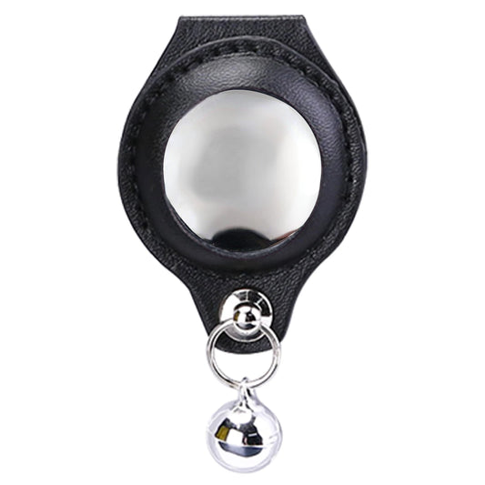 Étui AirTag en cuir noir avec anneau métallique et petit grelot argenté Oscar et Plume