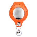 Étui AirTag en cuir orange avec anneau métallique et grelot pour localisation facile