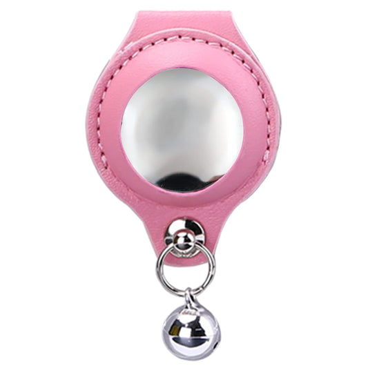 Étui AirTag en cuir rose avec anneau et petit grelot argenté par Oscar et Plume