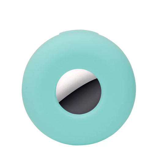 Étui airtag pour chien rond de couleur bleu clair de la marque Oscar et Plume