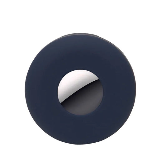Étui airtag pour chien rond en silicone bleu marine pour fixer l'AirTag au collier